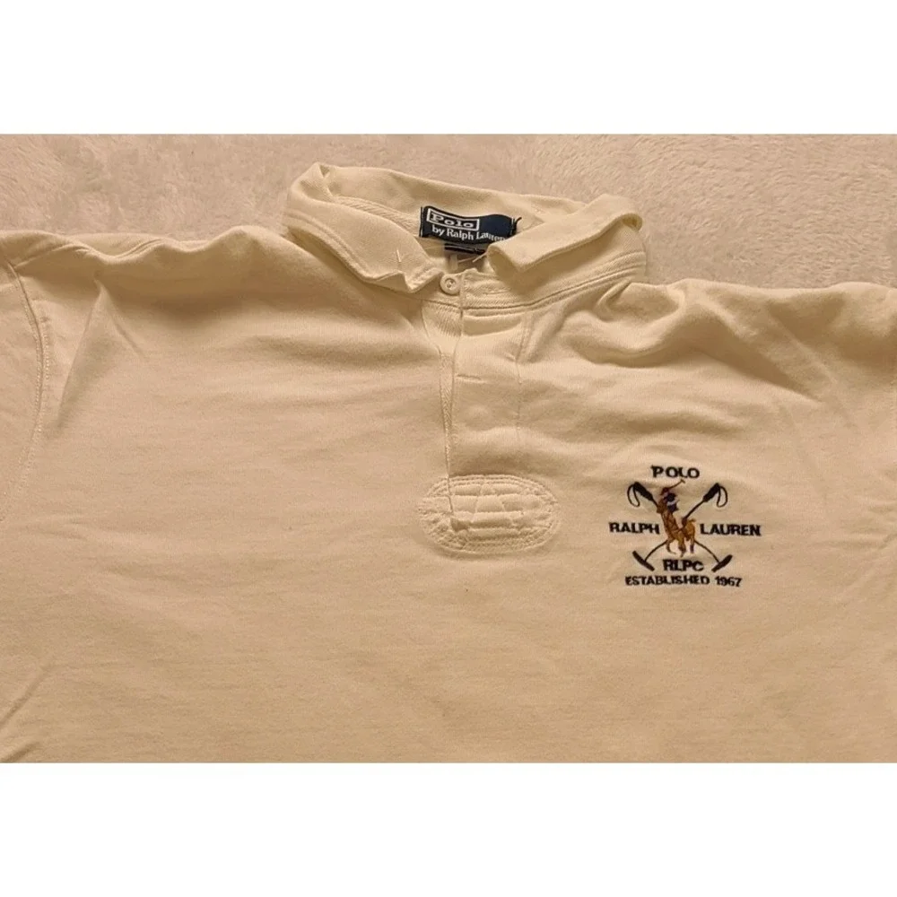 Polo Ralph Lauren‎ Men's RLPC Crest Rugby Shirt White Long Sleeve XL Cotton
